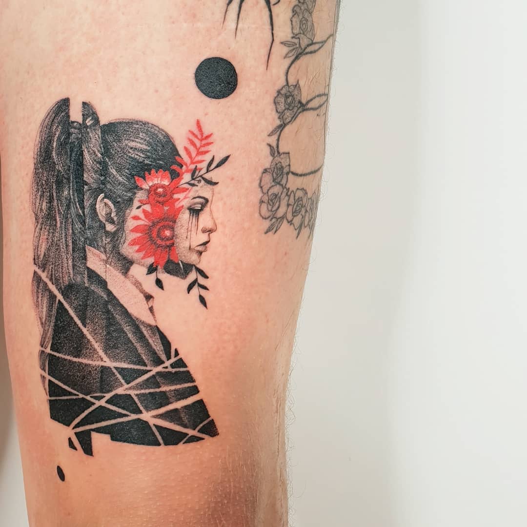 Matteo Nangeroni Flower Portrait Tattoo